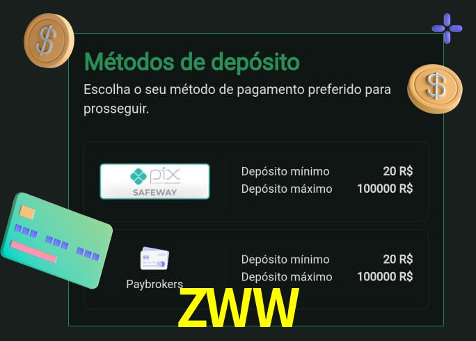 O cassino ZWW oferece uma grande variedade de métodos de pagamento